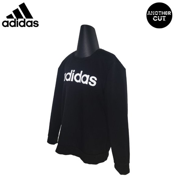 ADIDAS Women's Essentials Linear Sweatshirt, Black, - Picture 2 of 4